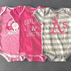 Set of 3 Oakland A’s onesies 18/24mo